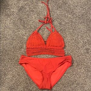 Target swimsuit crochet top size M bottoms size L
